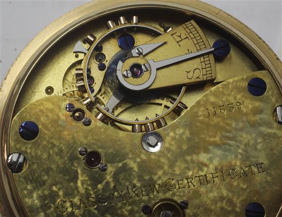 An 18ct gold open face keyless pocket watch,